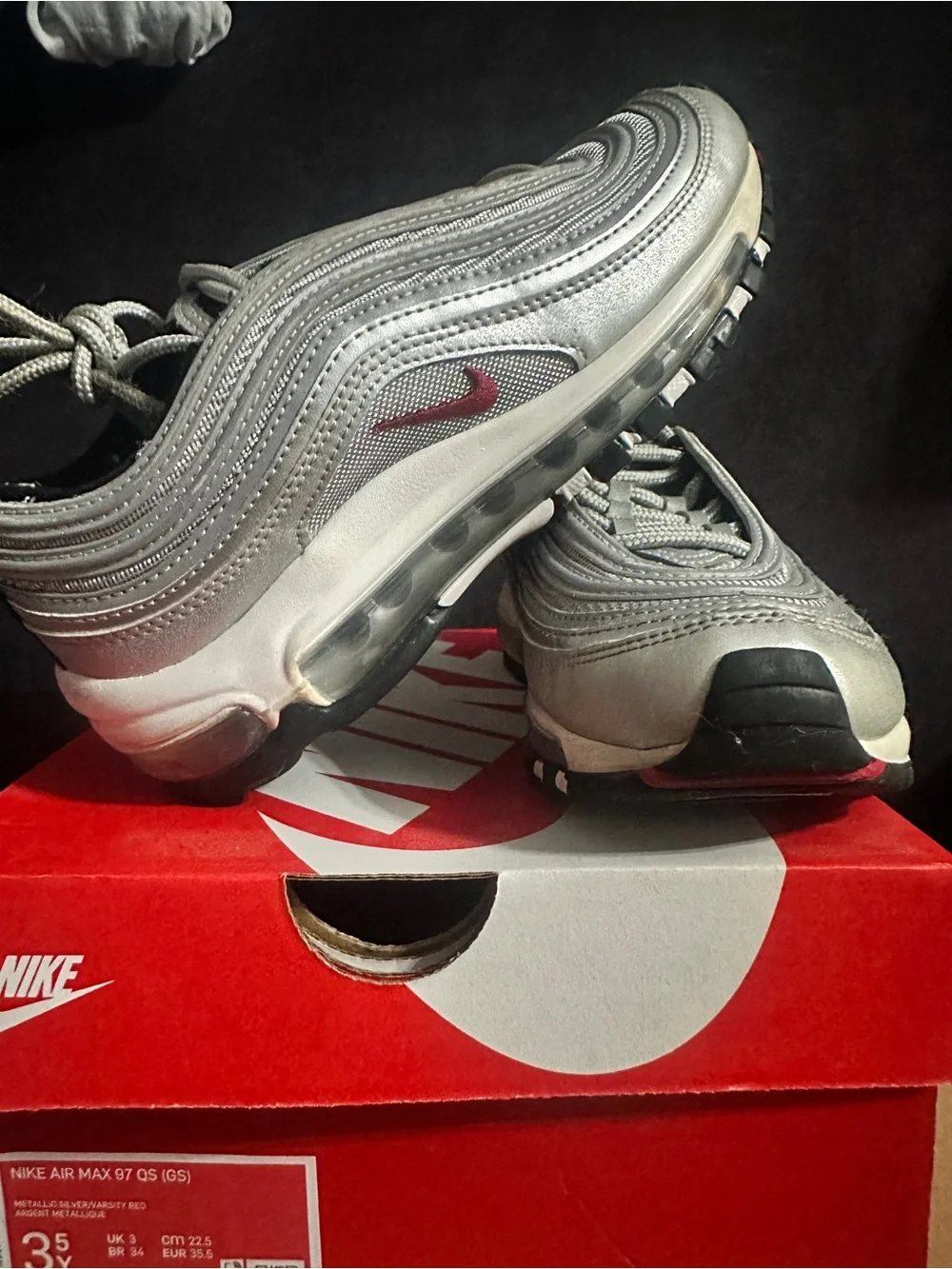 Nike Air Max 97 Silver with Red Swoosh